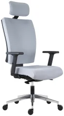 Ergonomická kancelářská židle Antares 1580 SYN SL GALA, šedý potah, hliníkový kříž, s podhlavníkem – předoboční pohled