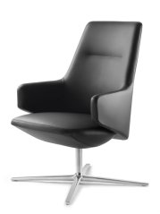 Designové křeslo Melody Lounge ML-L-RA-N6 (4-ramenný ALU leštěný kříž, houpací mechanika s aretací)