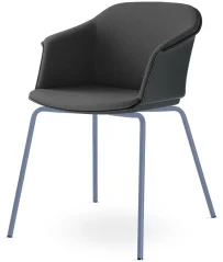 Konferenční křeslo Wave 032-N15 (4-nohá ocelová kostra holubí modrá RAL 5014, plastový korpus s vnit