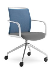 Pracovní židle Leaf 506,F75-N6 (4-ramenný ALU kříž leštěný, bílý rám, opěrák síťovina, kolečka)