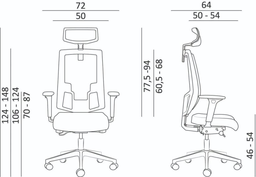 Kancelářská židle LAPEL 2900 SYN-B PDH ALU černá