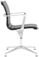 Designové konferenční křeslo 9045 Sopha Medium - leštěný hliník a černá kůže, boční pohled