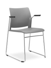 Konferenční židle TREND 520-N4-BR (podnož chrom, sedák a opěrák plast, područky, stohovatelná)