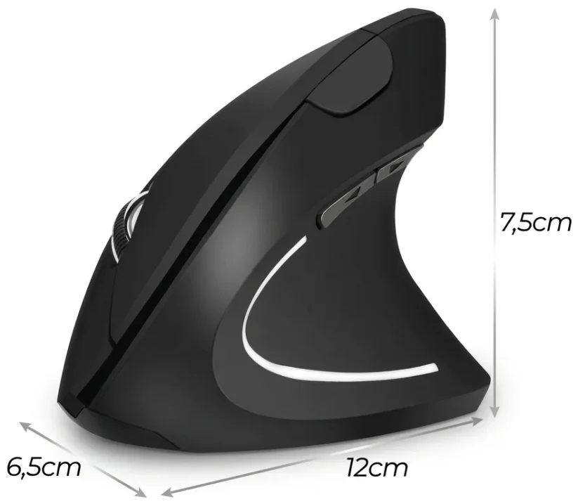 Rozměry vertikální ergonomické myši 