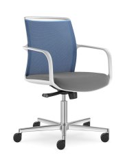 Pracovní židle Leaf 506,F37-N6 (5-ramenný kříž ALU leštěný, bílý rám, opěrák síťovina, kolečka)