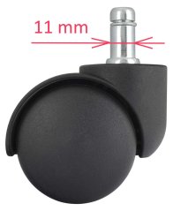 Kolečka k židli plastová 50 mm (5 ks), čep 11 mm