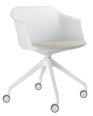 Otočná židle Wave 030,F95-WH (4-ramenný nylonový kříž bílý, kolečka, plastový korpus)