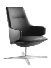 Designové křeslo Melody Lounge ML-L-RA-N6 (4-ramenný ALU leštěný kříž, houpací mechanika s aretací)