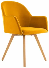 jídelní křesílko Piumo Wood Slim - štíhlé bukové nohy, žlutý potah
