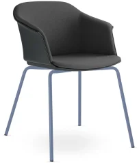 Konferenční křeslo Wave 032-N15 (4-nohá ocelová kostra holubí modrá RAL 5014, plastový korpus s vnit