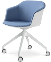 Otočná židle Wave 032,F95-WH (4-ramenný nylonový kříž bílý, kolečka, plastový korpus s vnitřním čalo