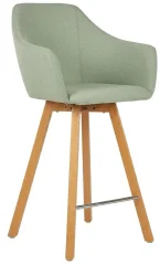 Barová židle Wind Wood SG - elegantní barovka s bukovou podnoží, zelený potah