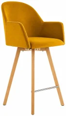 barové křesílko Piumo Wood SG - oranžový potah, přírodní bukové nohy