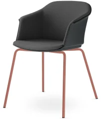 Konferenční křeslo Wave 032-N13 (4-nohá kostra cihlově červená PANTONE 17-1532 TCX, plastový korpus