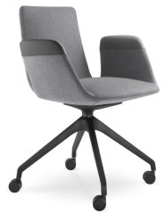 Konferenční křeslo HARMONY MODERN 870,F95-BL (4 ramenný nylonový černý kříž, kolečka)