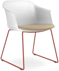 Konferenční křeslo Wave 030-Q-N14 (drátěná kostra signální červená RAL 3001, plastový korpus)