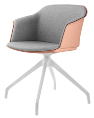 Otočná židle Wave 032,F90-WH (4-ramenný nylonový kříž bílý, kluzáky, plastový korpus s vnitřním čalo