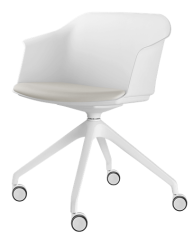 Otočná židle Wave 030,F95-WH (4-ramenný nylonový kříž bílý, kolečka, plastový korpus)