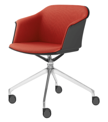 Otočná židle Wave 032,F75-N6 (4-ramenný ALU kříž leštěný, kolečka, plastový korpus s vnitřním čaloun