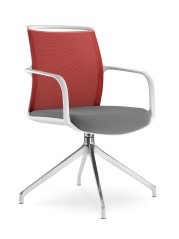 Otočná židle Leaf 506,F70-N6 (4-ramenný ALU kříž leštěný, bílý rám, opěrák síťovina, kluzáky)