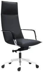 designové manažerské křeslo Karl High, čalouněno do kůže, vysoký opěrák, luxusní provedení, nosnost 150 kg, předoboční pohled