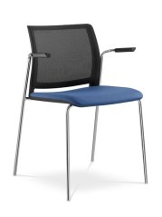 Konferenční židle TREND 535-N4,BR (podnož chrom, čal. sedák, opěrák síťovina, područky, stohovatelná