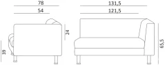 Modulová sedačka NOTRE DAME Corner 2L (levý 2 místný prvek)