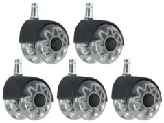 Zátěžová pogumovaná kolečka k židli – Ø 60 mm, čep 11 mm, nosnost 160 kg