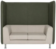 Akustická pohovka Notre Dame Lounge 2, béžová pohovka a olivově čalouněný akustický panel