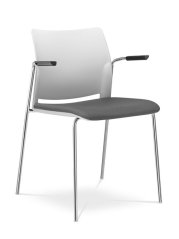 Konferenční židle TREND 531-N4,BR (podnož chrom, čal. sedák, opěrák plast, područky, stohovatelná)