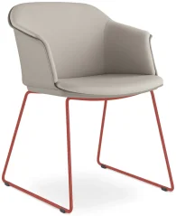 Konferenční křeslo Wave 032-Q-N14 (drátěná kostra signální červená RAL 3001, plastový korpus s vnitř