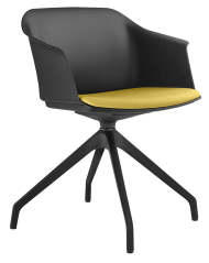 Otočná židle Wave 030,F90-BL (4-ramenný nylonový kříž černý, kluzáky, plastový korpus)