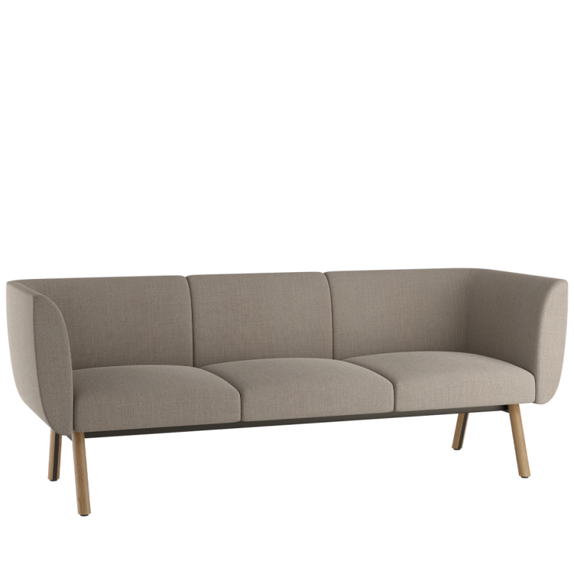 Trojmístné keslo Nido NI-K3-L-D (nízký opěrák, nohy přírodní dub)