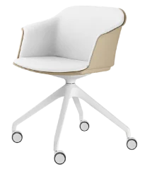 Otočná židle Wave 032,F95-WH (4-ramenný nylonový kříž bílý, kolečka, plastový korpus s vnitřním čalo