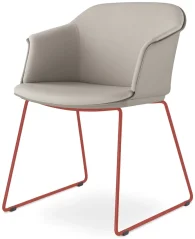 Konferenční křeslo Wave 032-Q-N14 (drátěná kostra signální červená RAL 3001, plastový korpus s vnitř