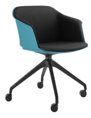 Otočná židle Wave 032,F95-BL (4-ramenný nylonový kříž černý, kolečka, plastový korpus s vnitřním čal
