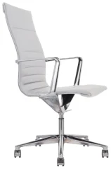Designové křeslo 9040 Sophia High - elegance bílého koženého potahu a hliníku. Boční pohled. 