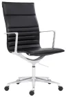 Designové křeslo 9040 Sophia High - černá kůže a leštěný hliník. Předoboční pohled. 