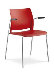 Konferenční židle TREND 530-N4,BR (podnož chrom, sedák i opěrák plast, područky, stohovatelná)