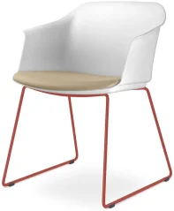 Konferenční křeslo Wave 030-Q-N14 (drátěná kostra signální červená RAL 3001, plastový korpus)