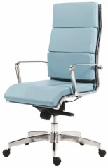 kancelářské křeslo Kase 8800 Kase Soft High - designové křeslo, vysoký opěrák, modré čalounění, předoboční pohled