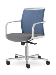 Pracovní židle Leaf 506,F37-N6 (5-ramenný kříž ALU leštěný, bílý rám, opěrák síťovina, kolečka)