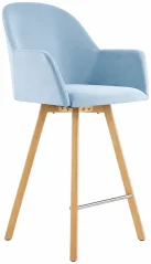 barové křesílko Piumo Wood SG - modrý potah