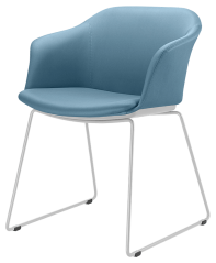 Konferenční křeslo Wave 033-Q-N0 (drátěná kostra v bílém nástřiku, celočalouněný korpus)