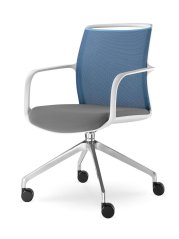 Pracovní židle Leaf 506,F75-N6 (4-ramenný ALU kříž leštěný, bílý rám, opěrák síťovina, kolečka)