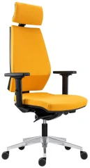 Ergonomická židle 1870 SYN Motion, hliníkový kříž, podhlavník, područky. Předoboční pohled
