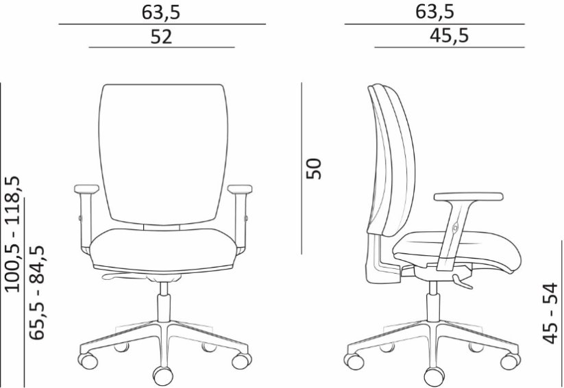 Kancelářská židle 1680 SYN-K Sinko (pogumovaná kolečka)