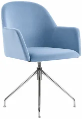 Otočné křesílko Piumo Style - modrý potah a chromovaná designová podnož Otočné křesílko Piumo Style - modrý potah a chromovaná designová podnož