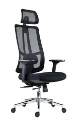 Ergonomická židle Ruben - vysoký opěrák, opěrka hlavy, bederní opěrka a područky garantují skvelé pohodlí. 