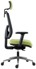 ergonomická židle 1690 SYN SL New Pure, hliníkový kříž, podhlavník, područky - boční pohled